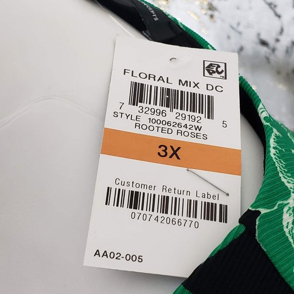 INC Green Black Rooted Roses Dress Plus Size 3X - Picture 5 of 5